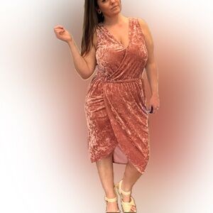 NWOT Pink Velour Wrap Dress
